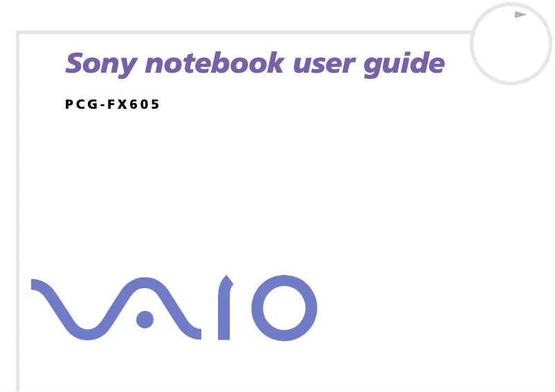 Page 1 de la notice Manuel utilisateur Sony Vaio PCG-FX605