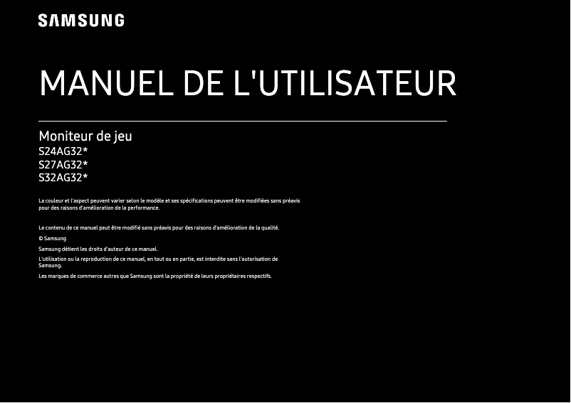 Page 1 de la notice Manuel utilisateur Samsung S27AG320NN