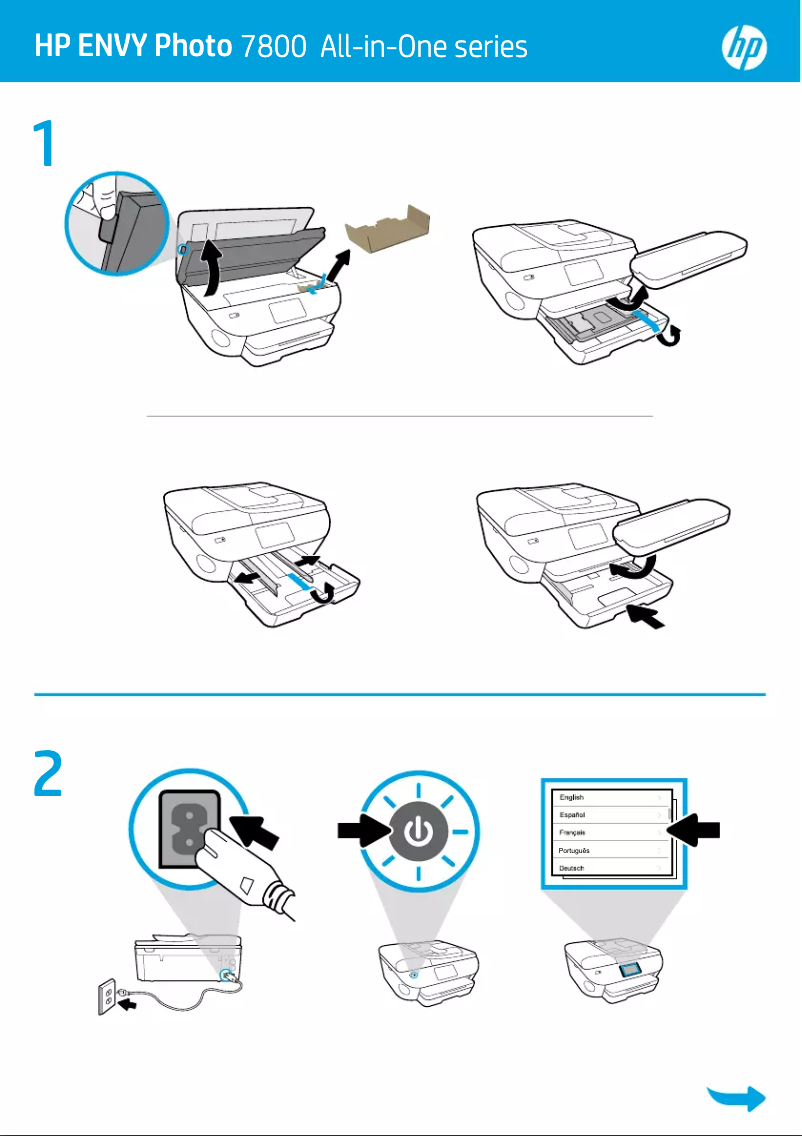 Page 1 de la notice Guide d'installation HP ENVY 7800