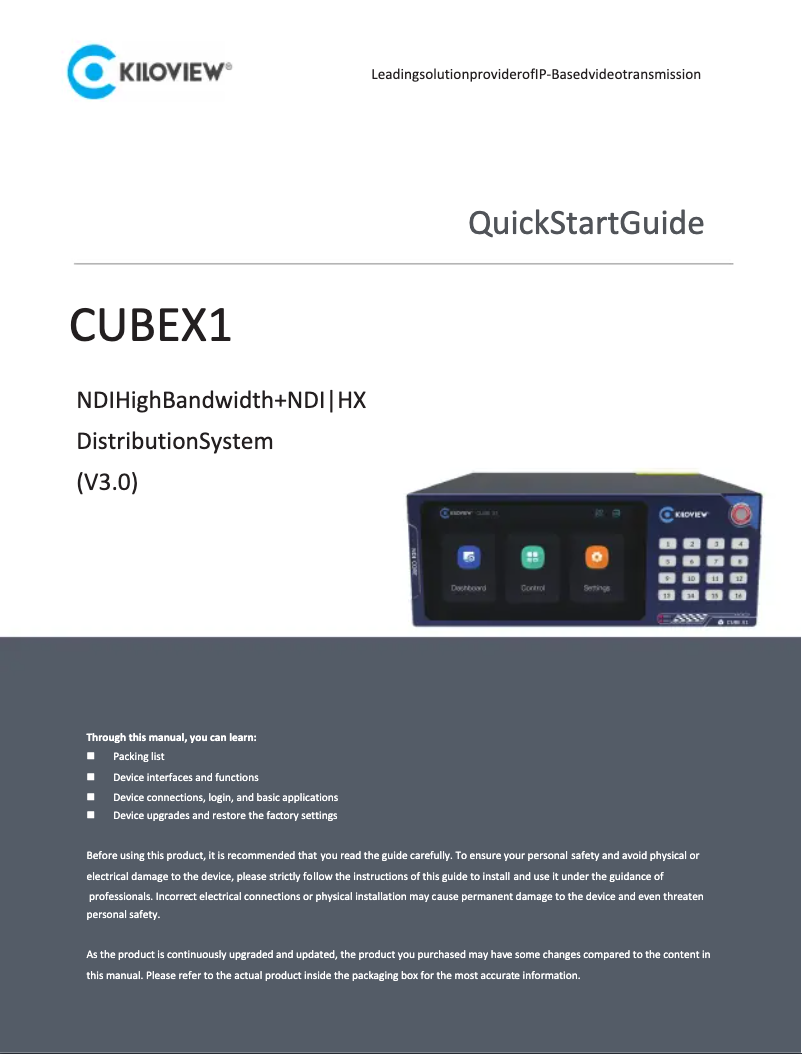 Página 1 del manual Manual de usuario Kiloview CUBE X1