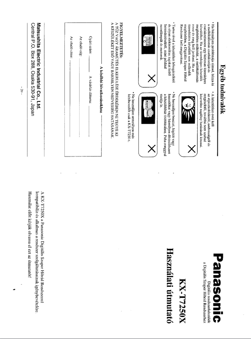 Page 1 de la notice Manuel utilisateur Panasonic KX-T7250X