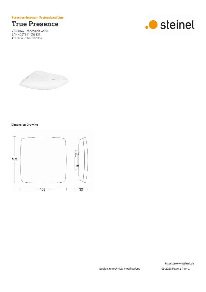 Image de la première page du manuel de l'appareil True Presence KNX