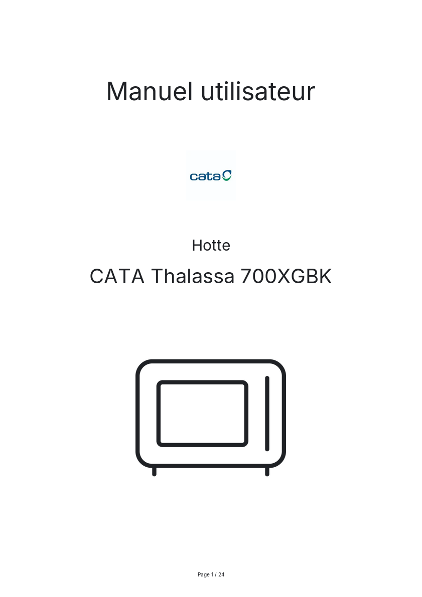Page n°1 - Manuel utilisateur CATA Thalassa 700XGBK