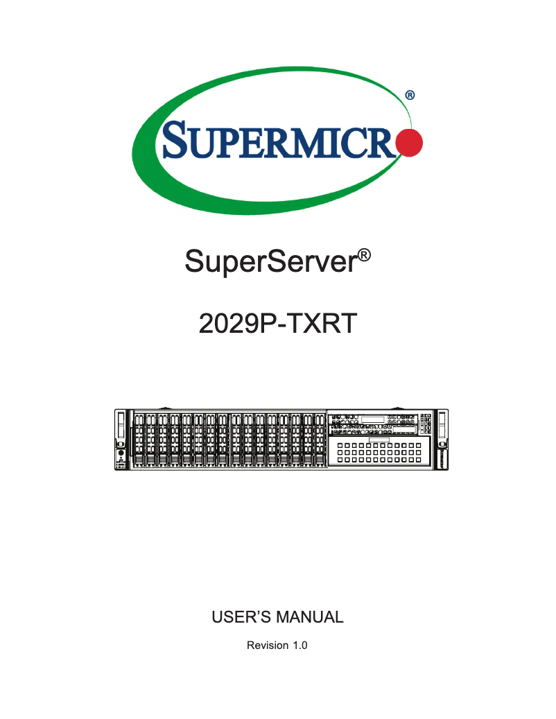 Image de la première page du manuel de l'appareil SuperServer 2029P-TXRT