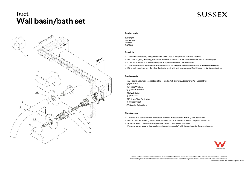 Image de la première page du manuel de l'appareil DWBS165