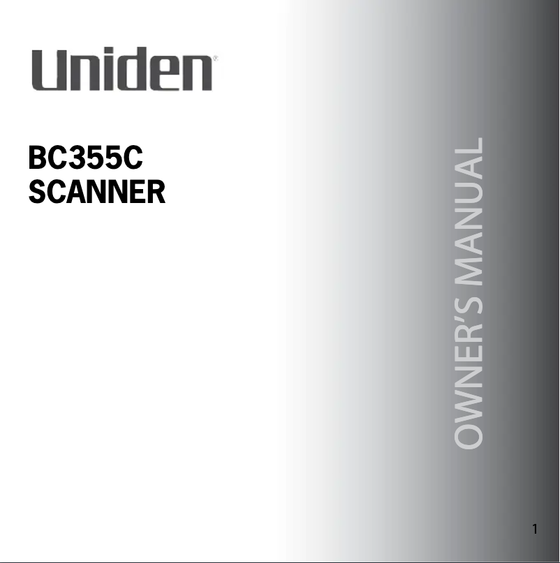 Page 1 de la notice Manuel utilisateur Uniden BC355C