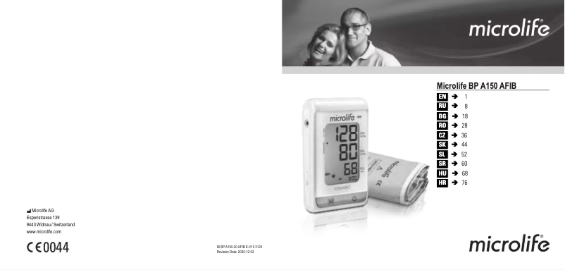Page 1 de la notice Manuel utilisateur Microlife BP A150 AFIB