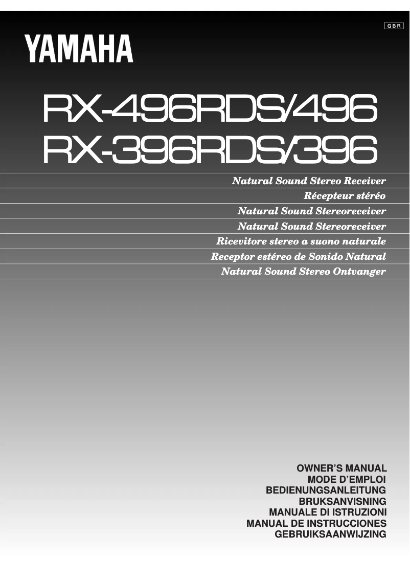 Page n°1 - Manuel utilisateur Yamaha RX-496RDS