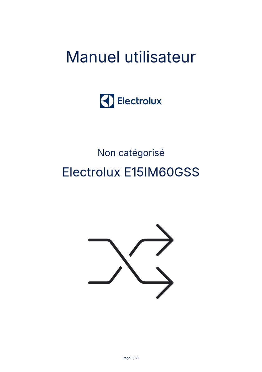 Page n°1 - Manuel utilisateur Electrolux E15IM60GSS