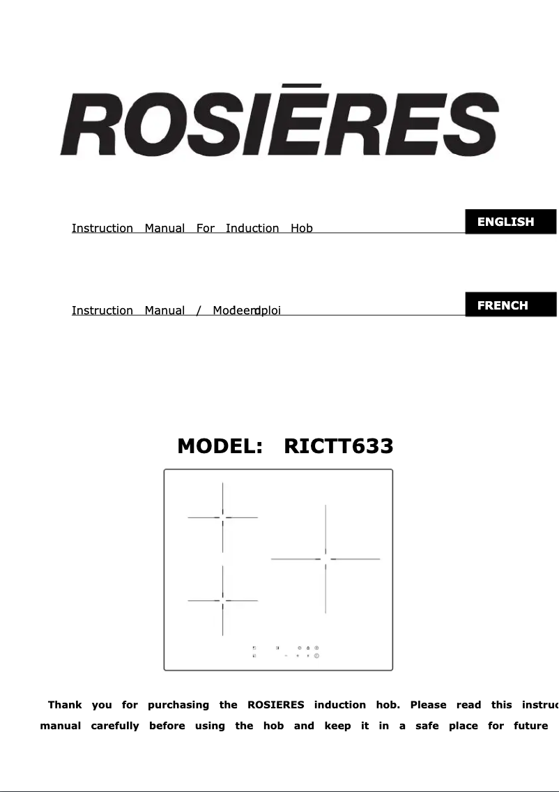 Page 1 de la notice Manuel utilisateur Rosieres RICTT633