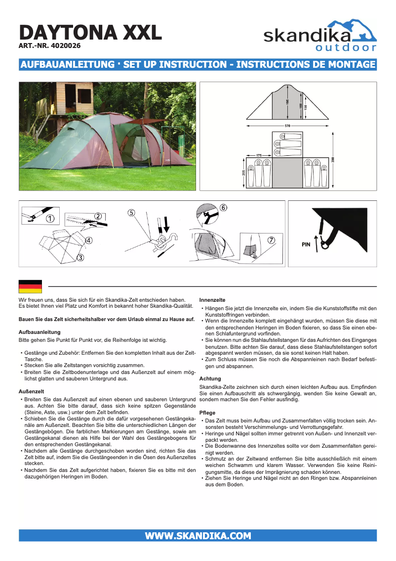 Page n°1 - Manuel utilisateur Skandika Daytona XXL