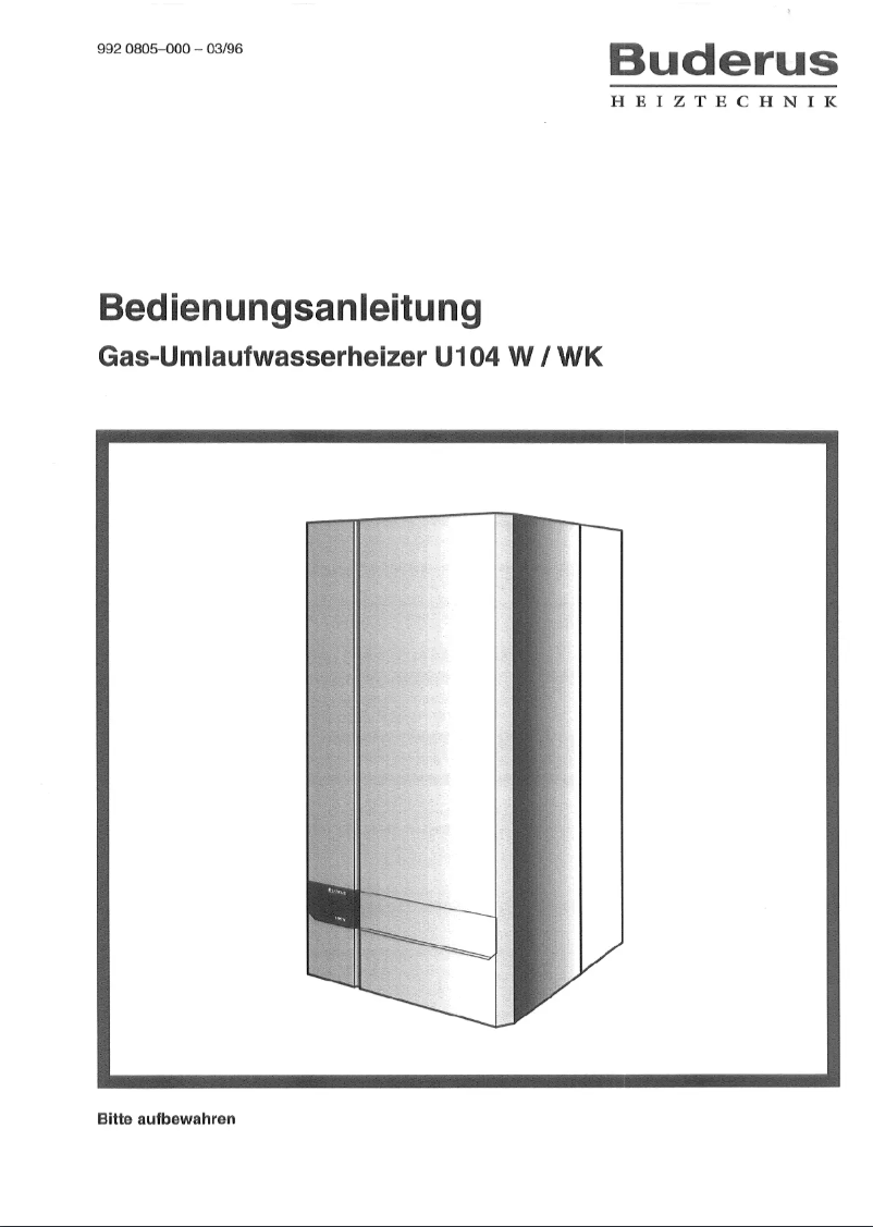 Page n°1 - Manuel utilisateur Buderus U104 WK