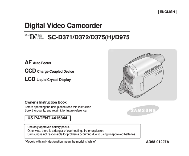 Page 1 de la notice Manuel utilisateur Samsung SC-D975