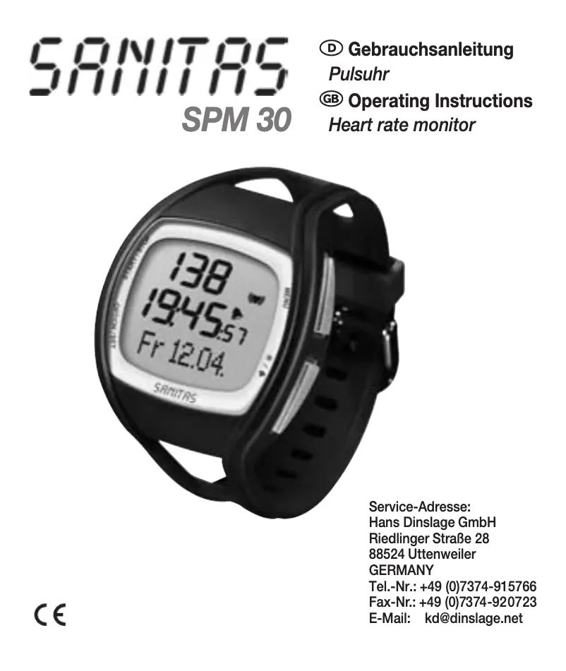 Page n°1 - Manuel utilisateur Sanitas SPM 30