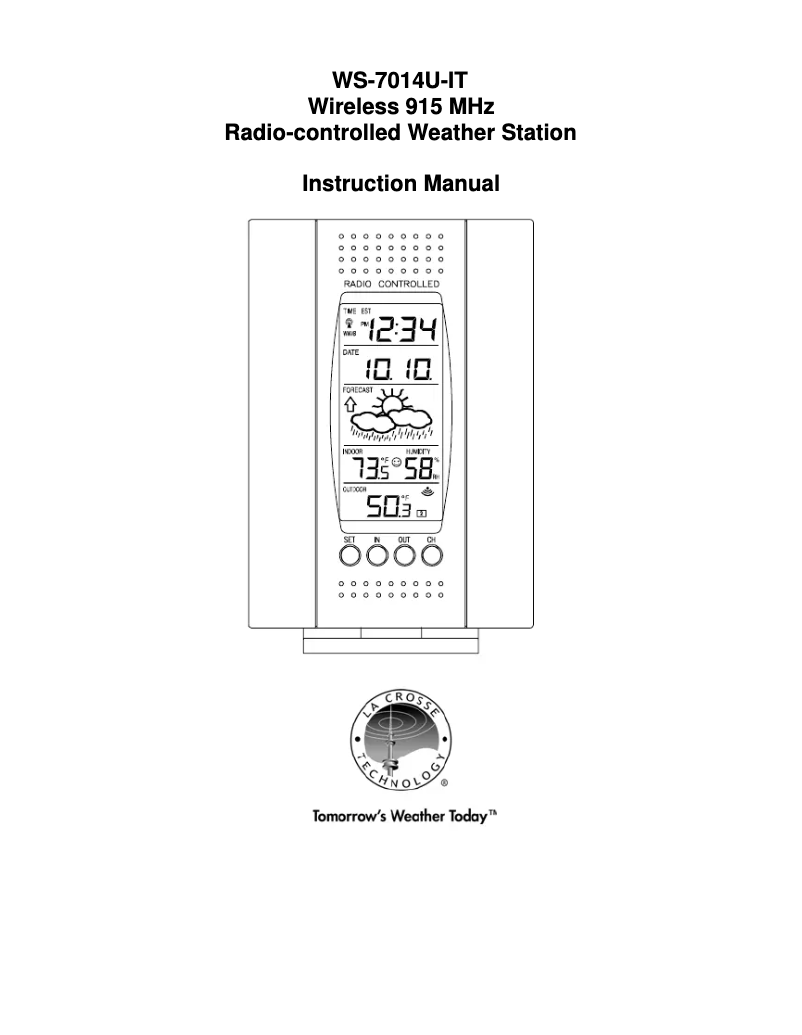 Image de la première page du manuel de l'appareil WS-7014U-IT