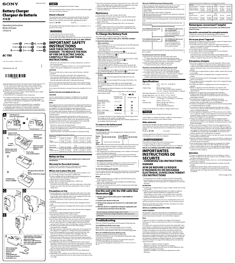 Image de la première page du manuel de l'appareil BC-TRX