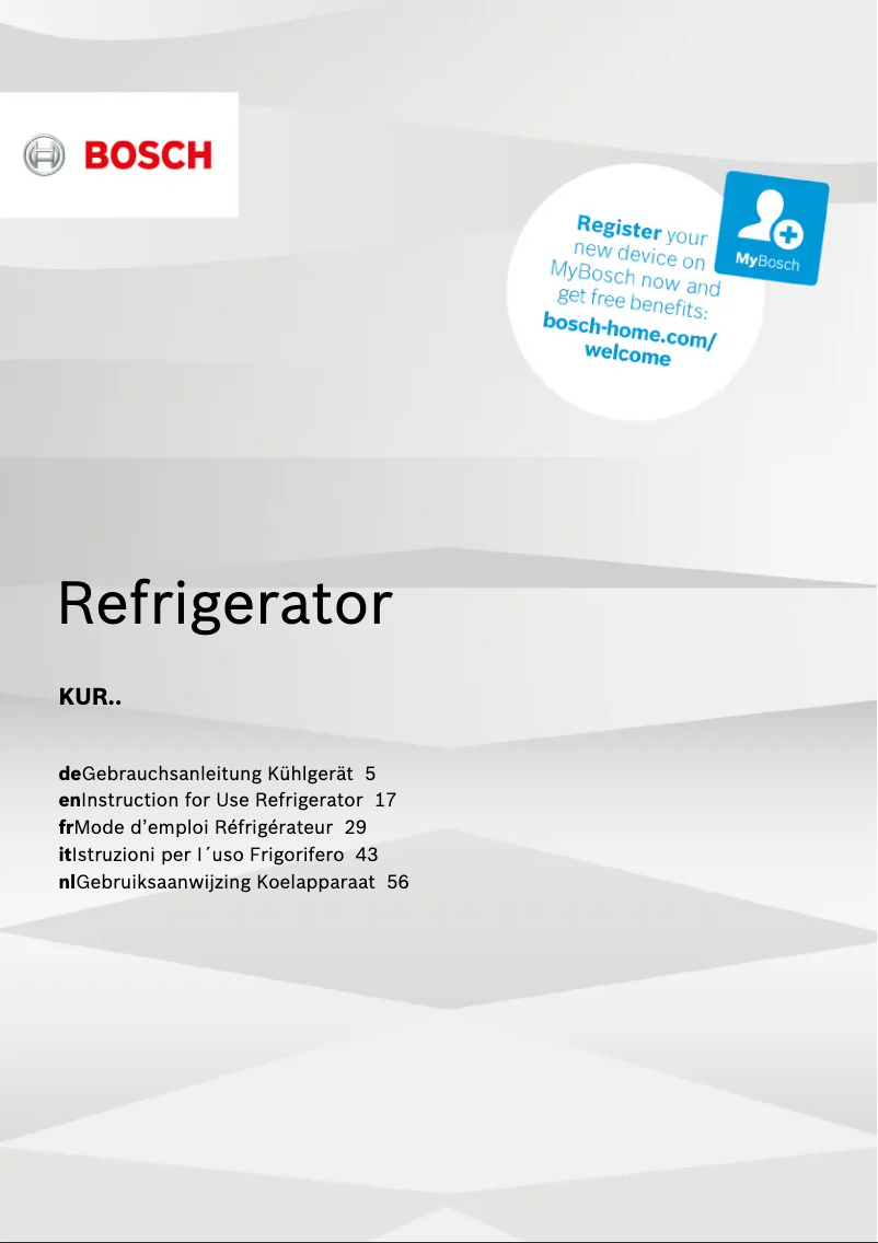 Page n°1 - Manuel utilisateur Bosch KUR15A60