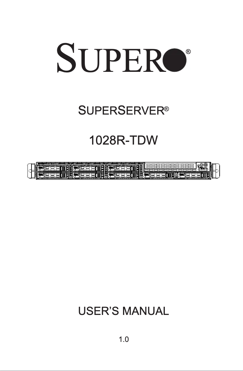 Page 1 de la notice Manuel utilisateur Supermicro SuperServer 1028R-TDW