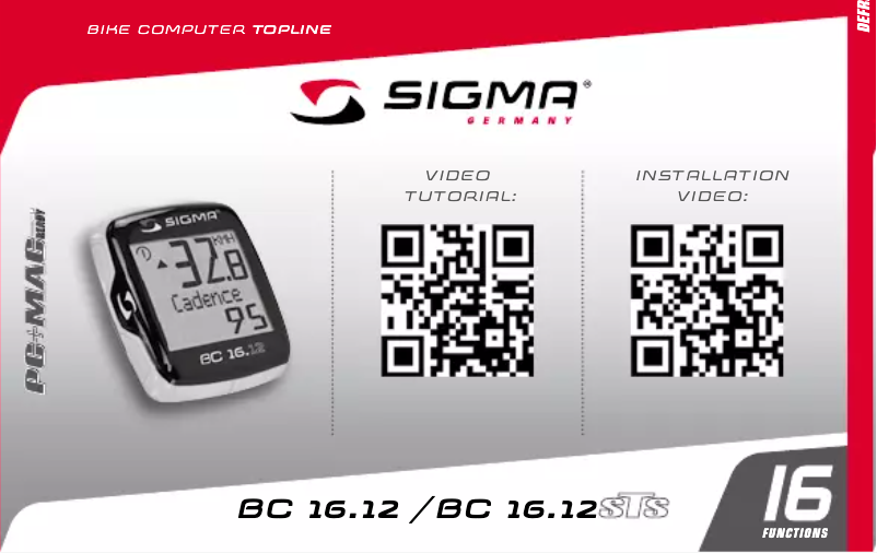 Page 1 de la notice Manuel utilisateur Sigma BC 16.12 STS CAD