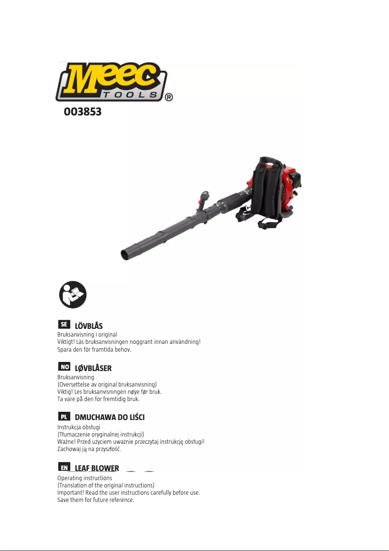 Page n°1 - Manuel utilisateur Meec Tools 003-853