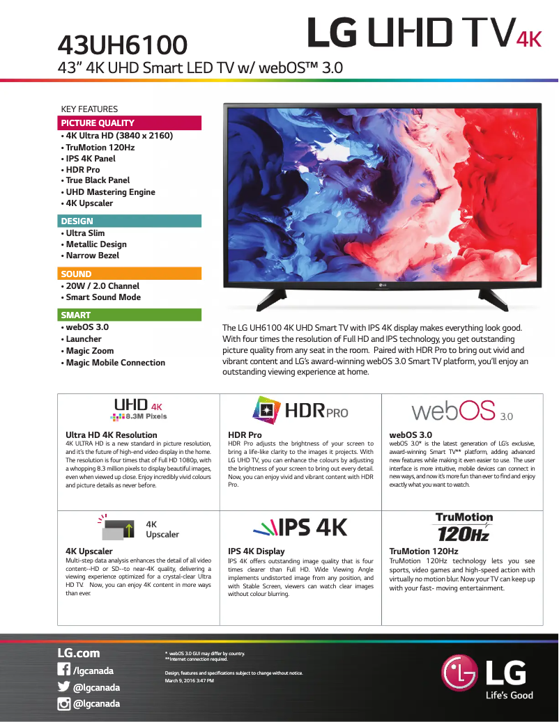 Page n°1 - Fiche technique LG 43UH6100