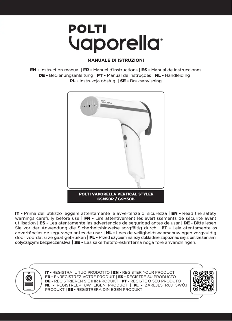 Image de la première page du manuel de l'appareil Vaporella GSM50