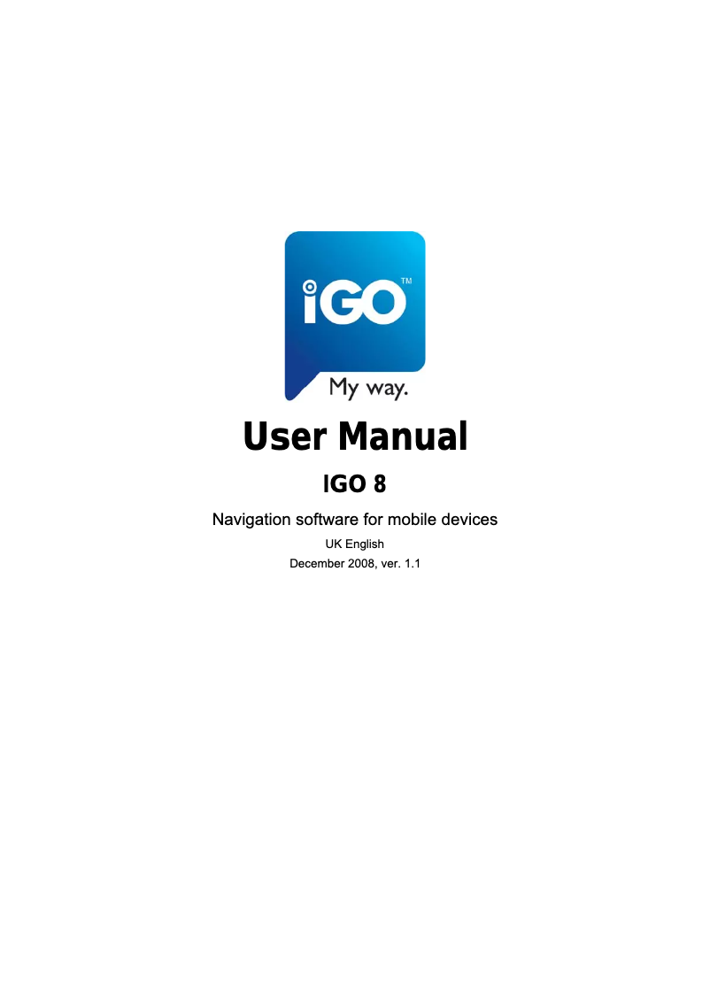 Image de la première page du manuel de l'appareil IGO 8
