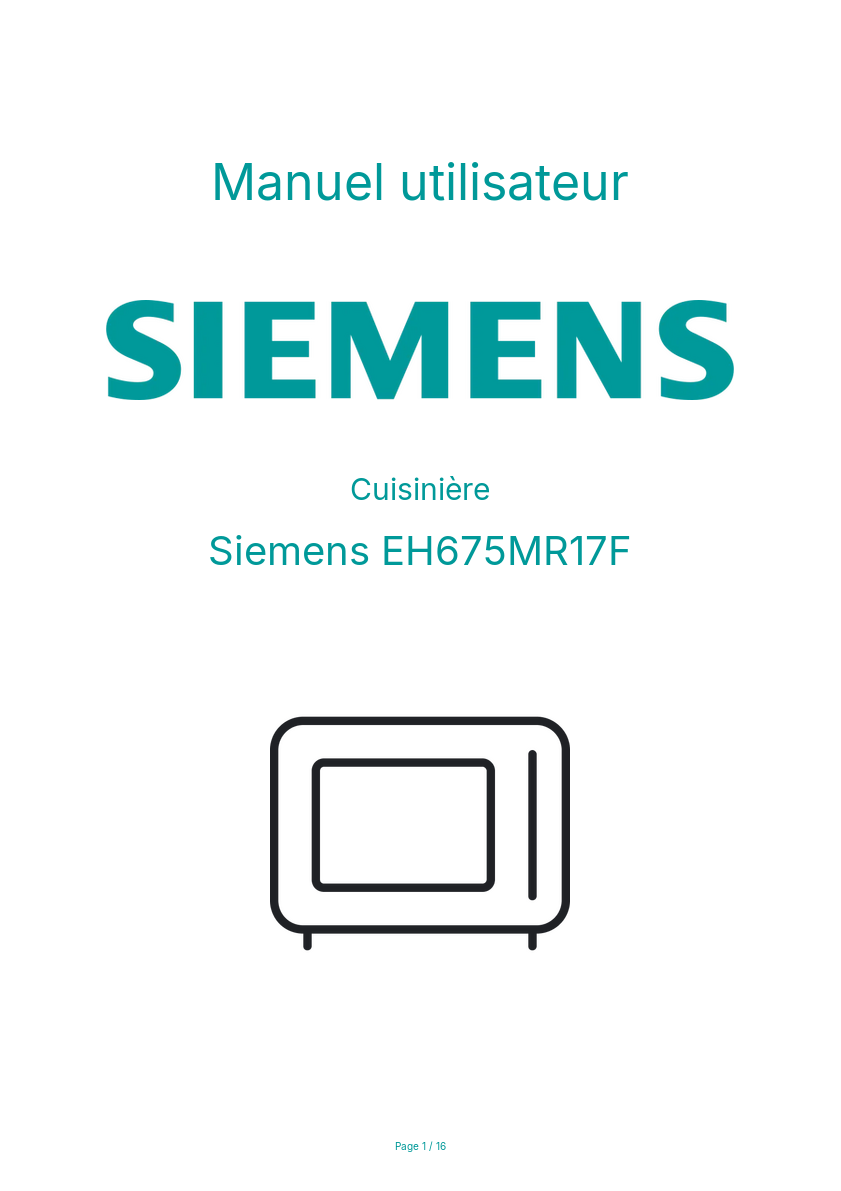 Page n°1 - Manuel utilisateur Siemens EH675MR17F