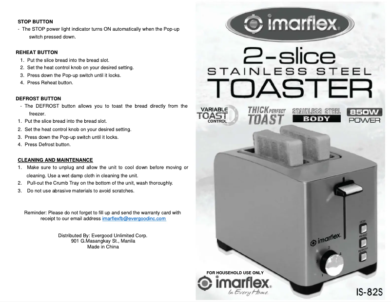 Image de la première page du manuel de l'appareil IS-82S