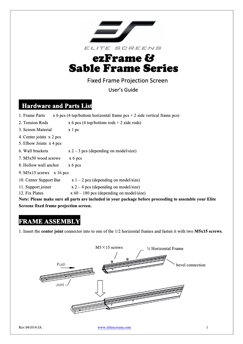 Imagen de la primera página del manual del dispositivo ezFrame 2 R92WH1