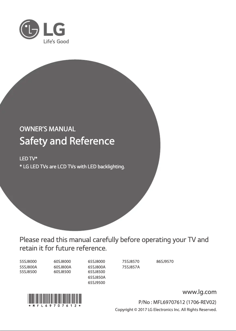 Image de la première page du manuel de l'appareil 65SJ850A