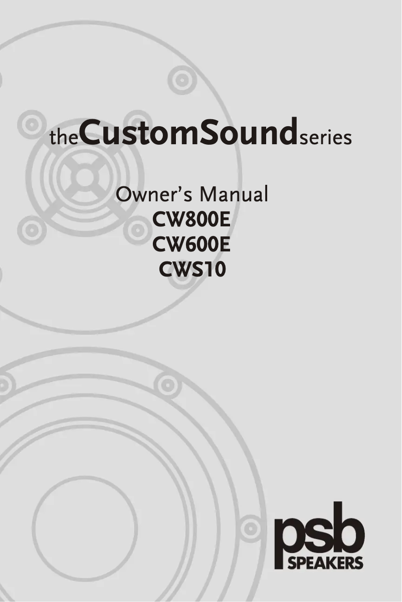 Page 1 de la notice Manuel utilisateur PSB CustomSound CWS10