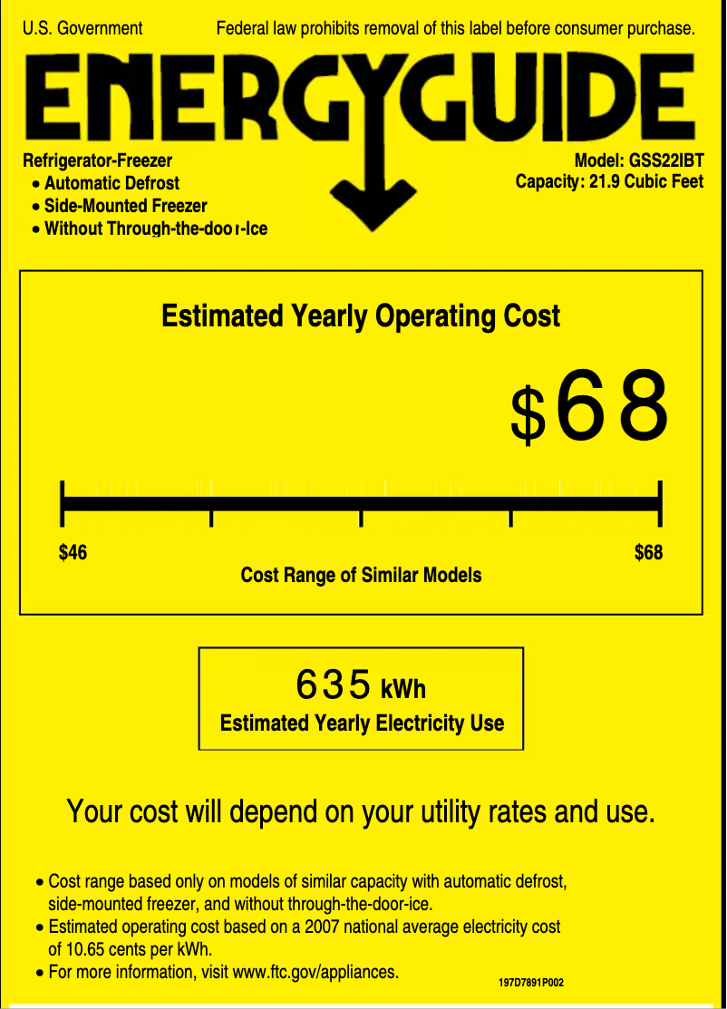 Página 1 del manual Etiqueta energética GE GSS22IBTCC