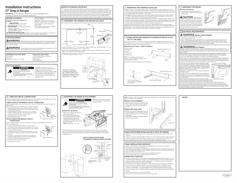 Page 1 de la notice Guide d'installation GE Profile JMP31BLBB