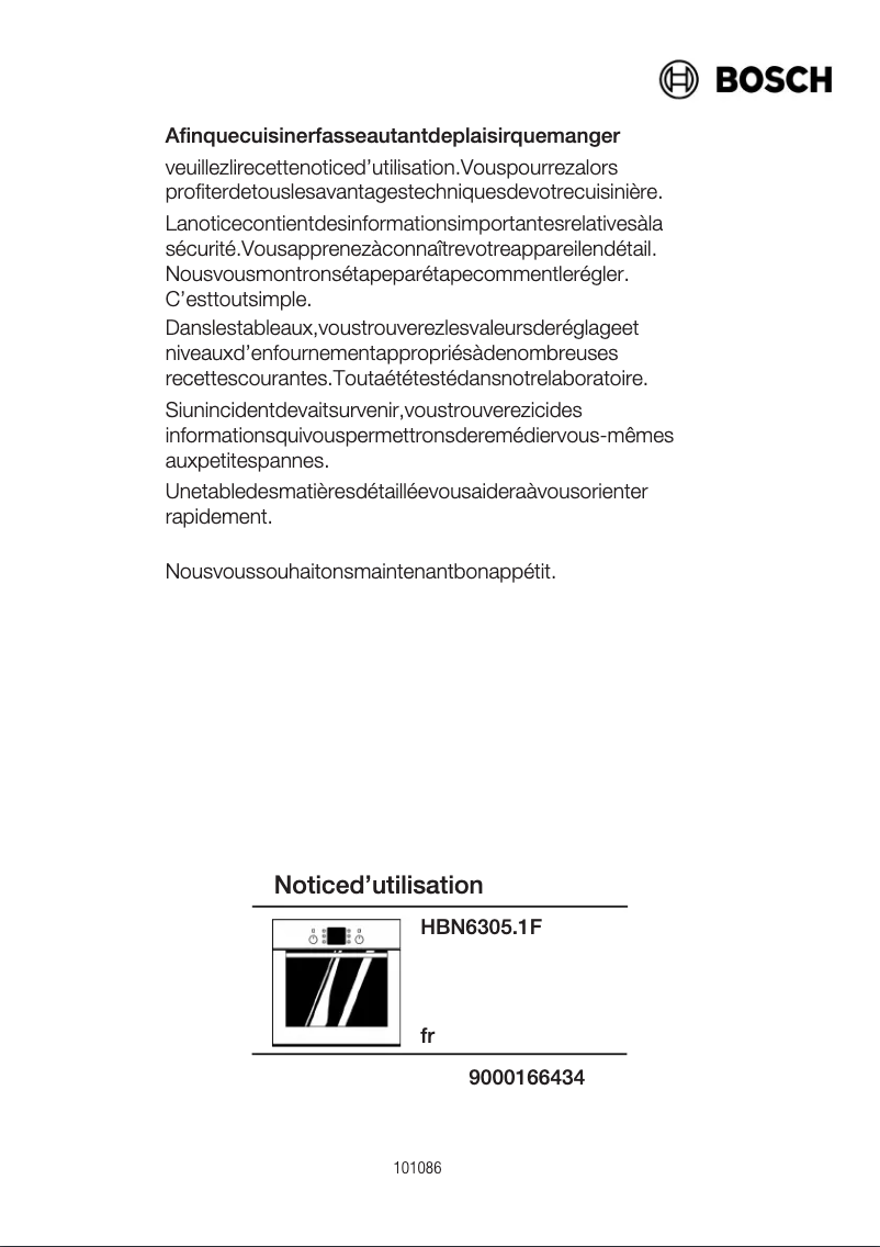 Page 1 de la notice Mode d'emploi Bosch HBN630521F
