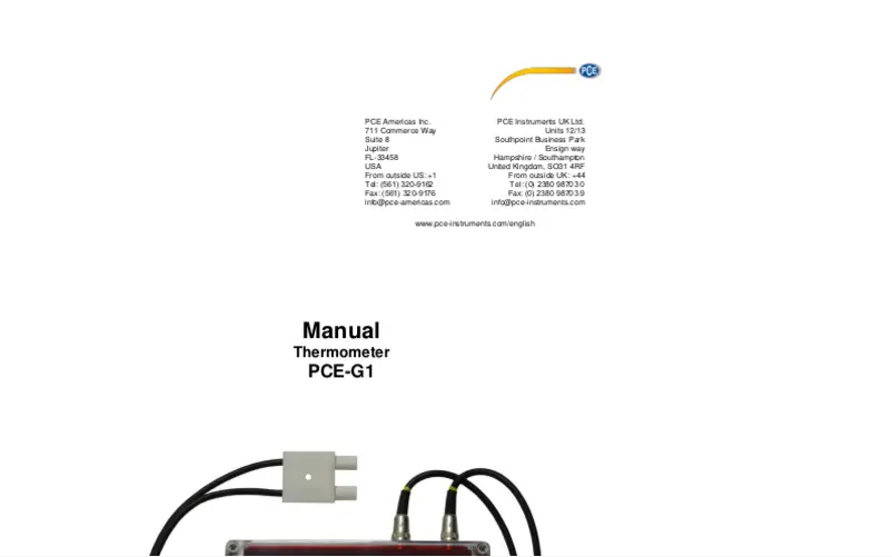 Image de la première page du manuel de l'appareil PCE-G1