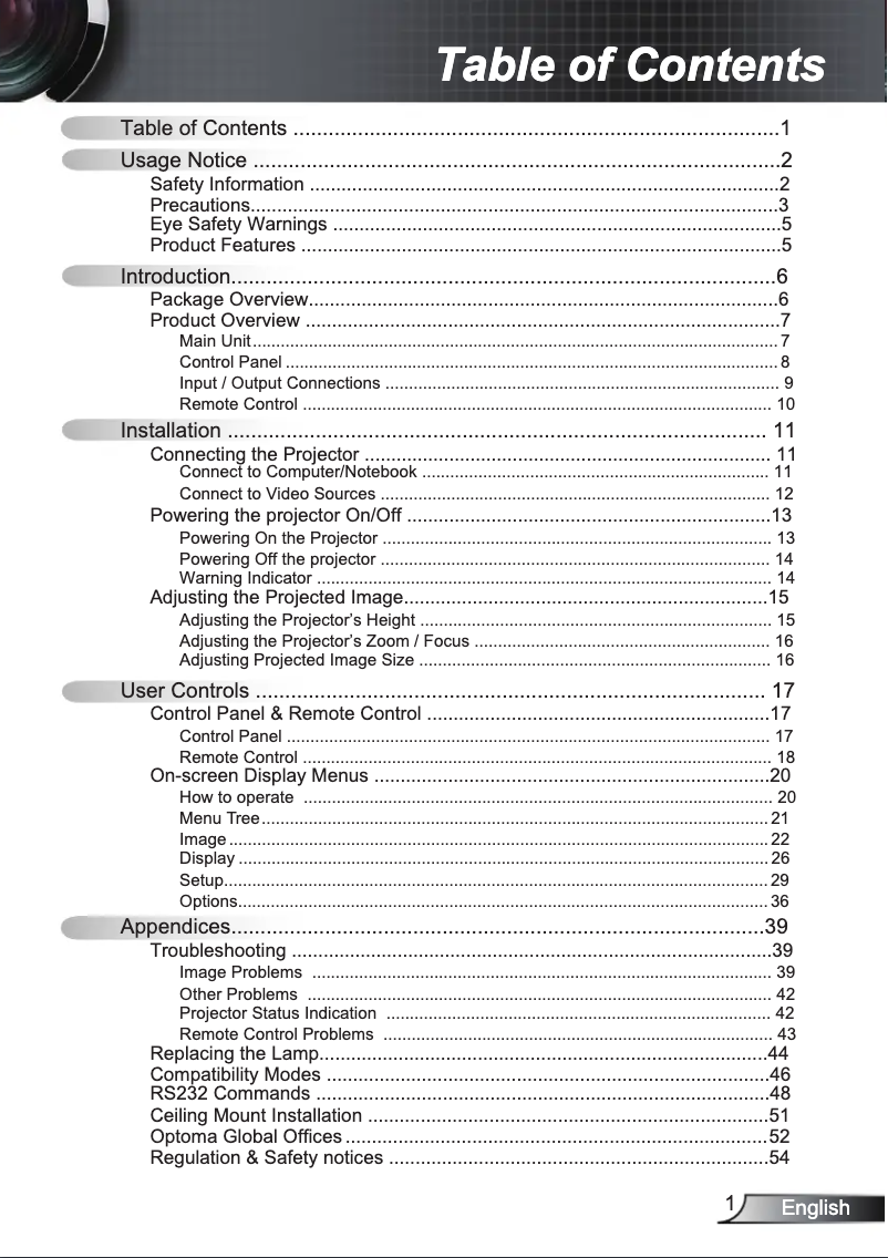Page 1 de la notice Manuel utilisateur Optoma TW536