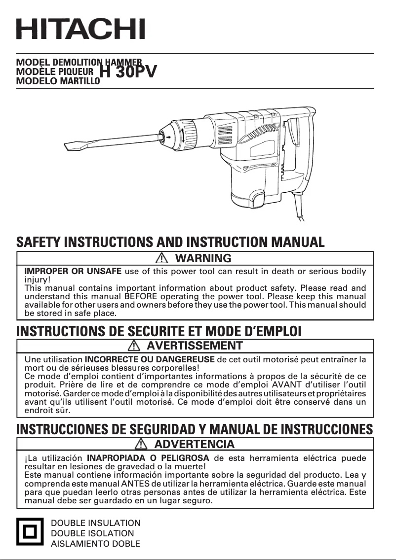 Image de la première page du manuel de l'appareil H 30PV