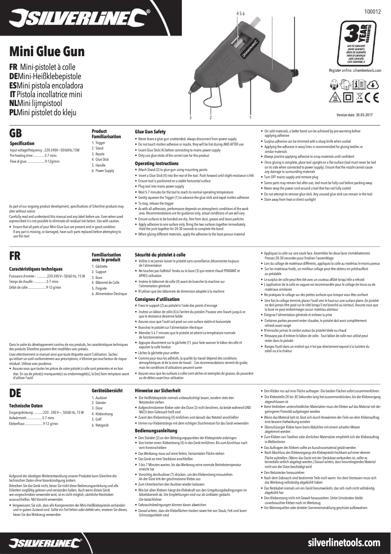 Page n°1 - Manuel utilisateur Silverline 100012
