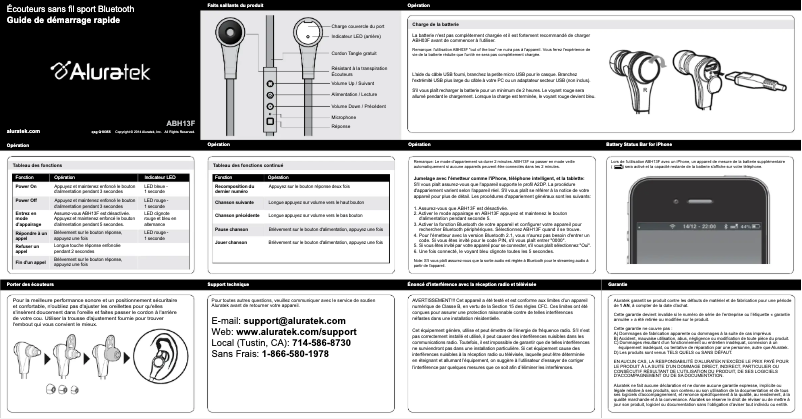 Page 1 de la notice Guide de démarrage rapide Aluratek ABH13F