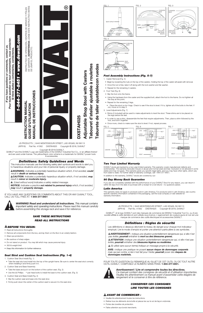 Page 1 de la notice Manuel utilisateur DeWalt DXSTAH025