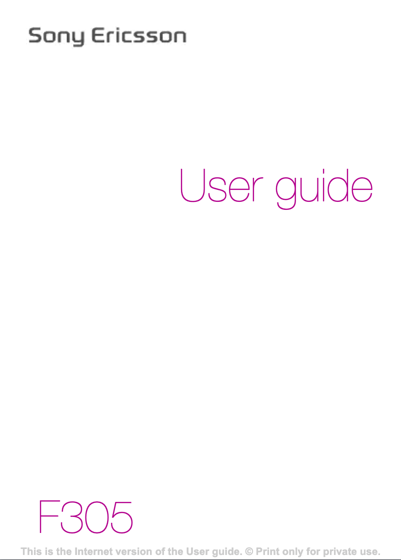 Page 1 de la notice Manuel utilisateur Sony F305