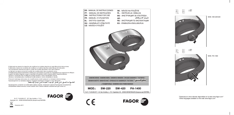 Page 1 de la notice Manuel utilisateur Fagor PA-1400