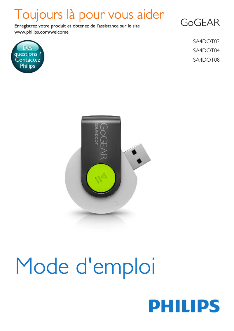 Page n°1 - Manuel utilisateur Philips GoGear SA4DOT02