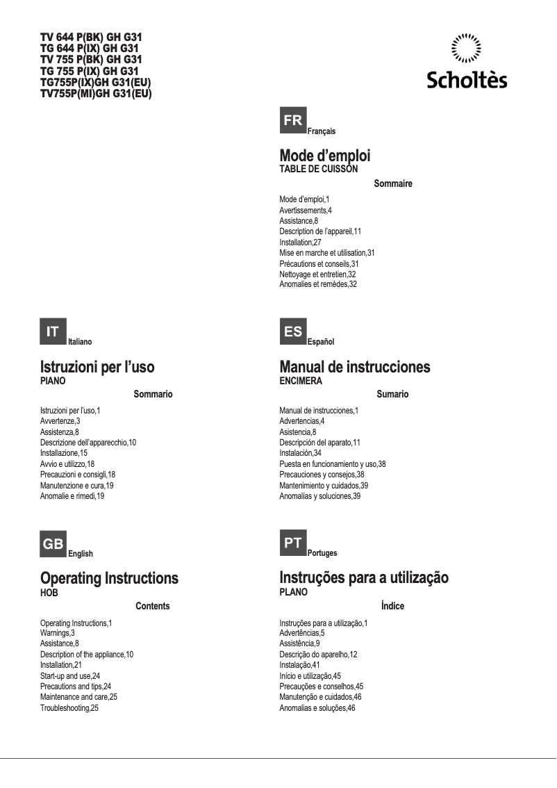 Image de la première page du manuel de l'appareil TV755P(MI)GH G31(EU)