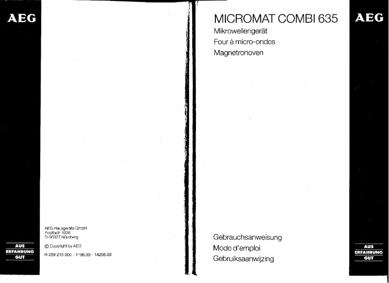 Page n°1 - Manuel utilisateur AEG-Electrolux Micromat MC 635 E