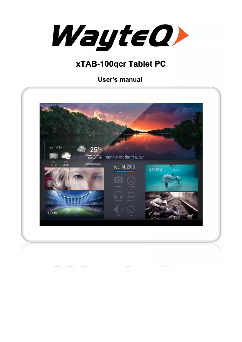 Page 1 de la notice Manuel utilisateur WayteQ XTAB-100 QCR