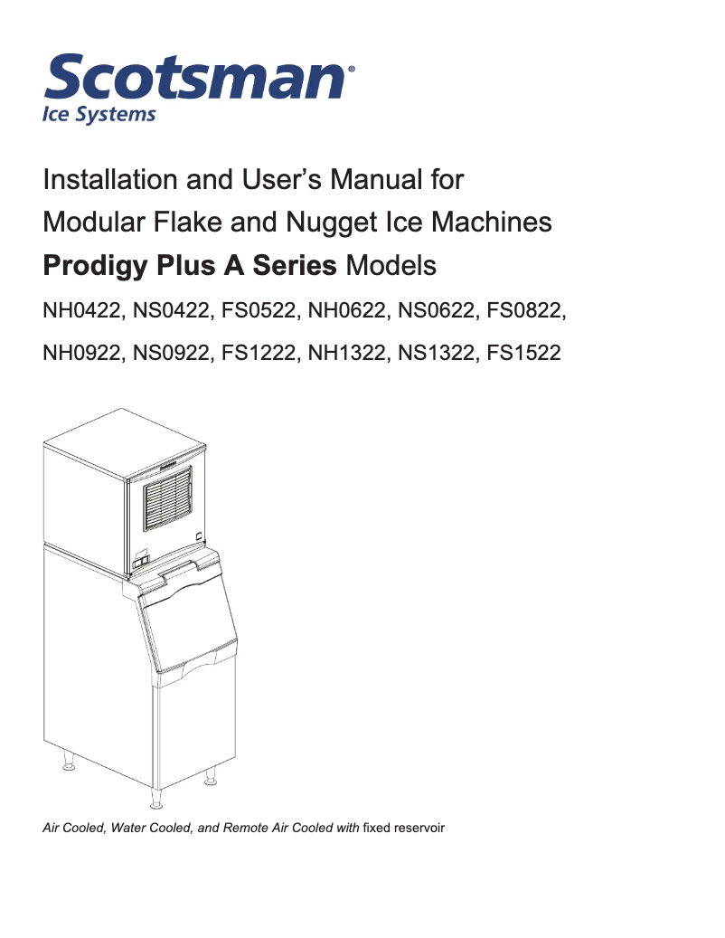 Page 1 of the manual User Manual Scotsman NH0622-A