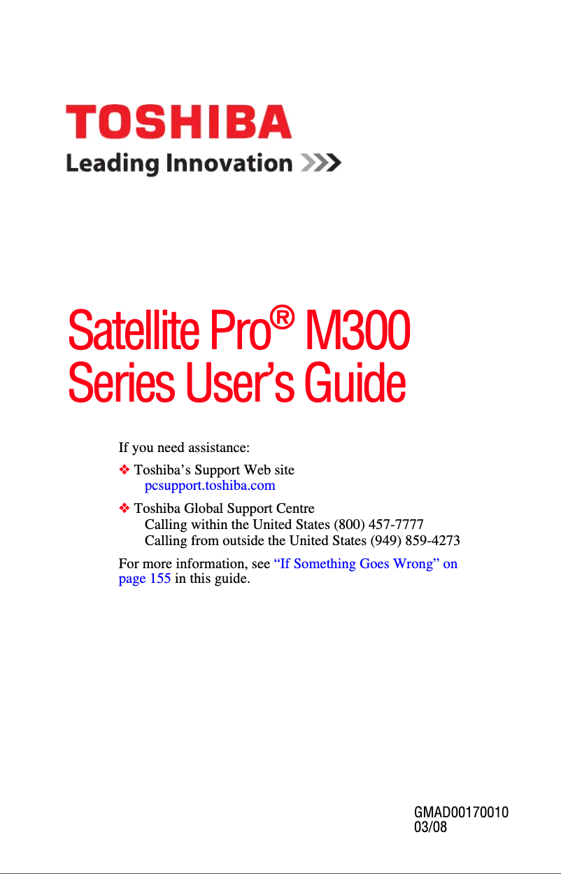 Imagen de la primera página del manual del dispositivo Satellite Pro M300