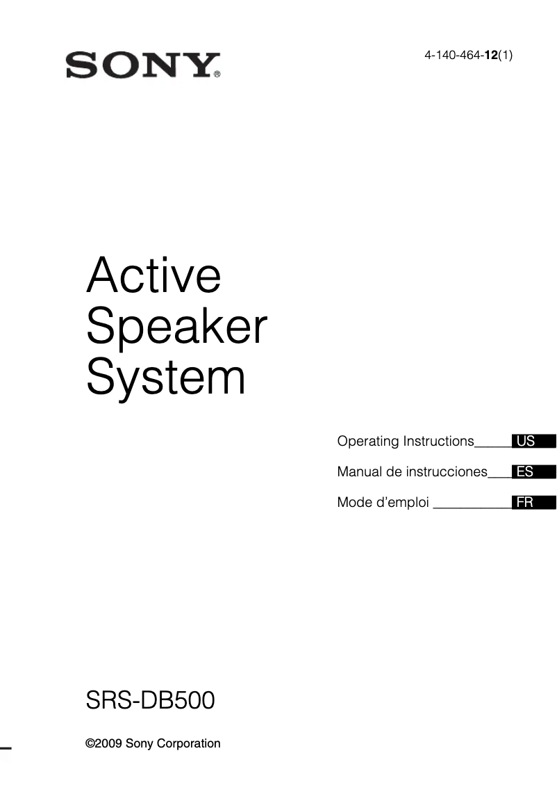 Page 1 de la notice Manuel utilisateur Sony SRS-DB500